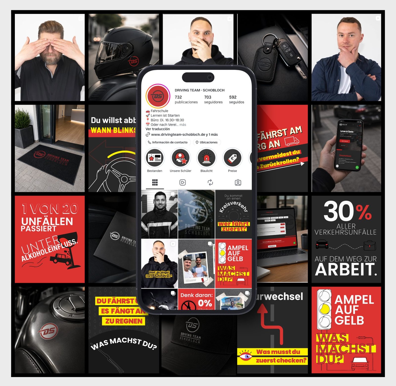 Instagram feed and social media content for Driving Team Schobloch